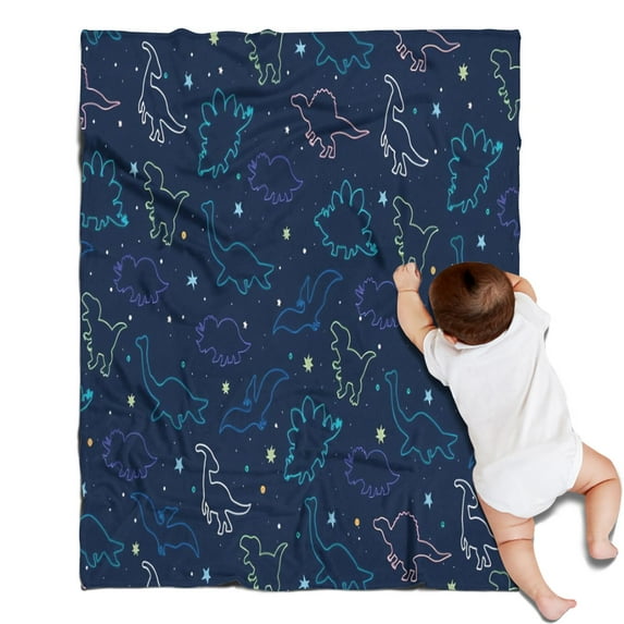 Colorful Dinosaurs Stars Pattern Blanket,Comfortable Soft Lamb Wool Throw Blanket,All Season,Warm Lightweight Blankets for Sofa Bed Couch Living Room Chair,30"x40"