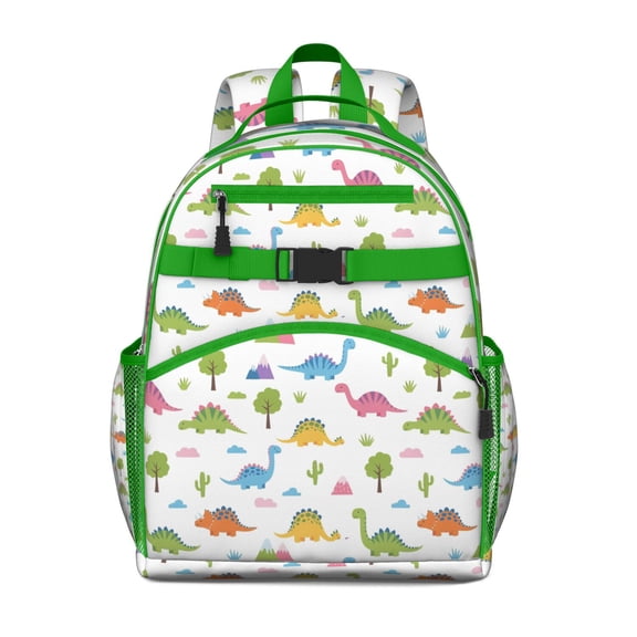 Colorful Dinosaurs Trees Mountains Pattern Backpack for School,Cute School Bag,Schoolbag with Adjustable Shoulder Straps & Padded Back,15.25"x11.5"x5.25"
