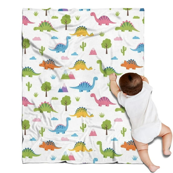 Colorful Dinosaurs Trees Mountains Pattern Blanket,Comfortable Soft Lamb Wool Throw Blanket,All Season,Warm Lightweight Blankets for Sofa Bed Couch Living Room Chair,30"x40"