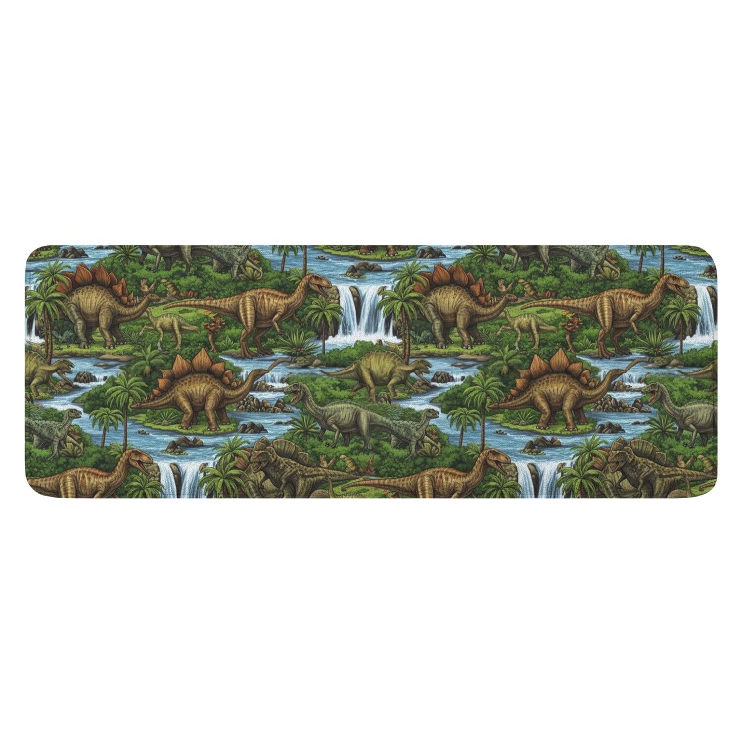 Colorful Dinosaurs Waterfall Landscape Pattern Kitchen Rug Mat,Kitchen ...