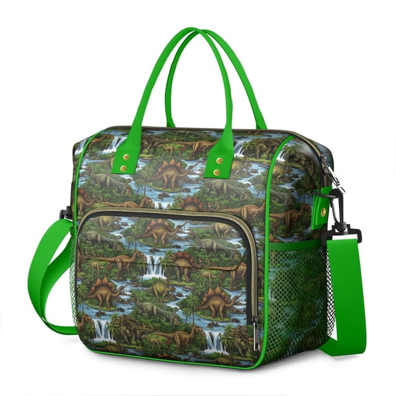 Colorful Dinosaurs Waterfall Landscape Womens Lunch Box for Work,Insulated Large Lunch Bag for Tween and Teen,Loncheras Para Mujer,Leakproof Adult Lunch Bag for Work,Beach,Travel,Picnic,Camping
