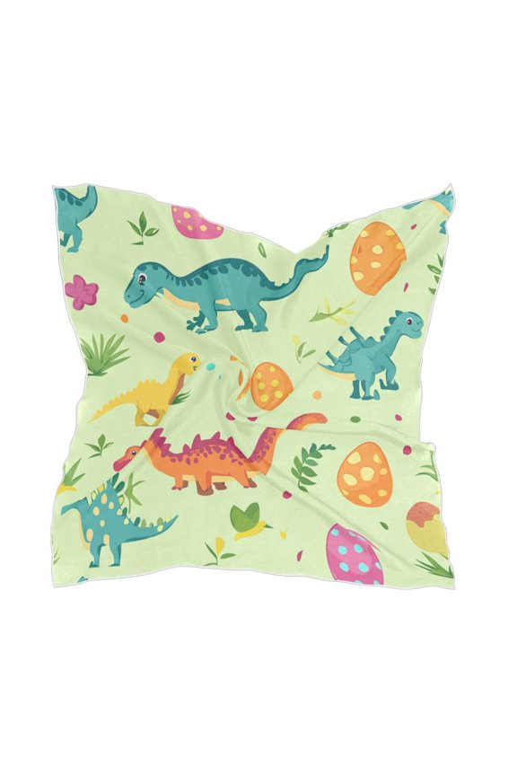 Colorful Dinosaurs and Eggs Women's Fashion Soft Scarf Square Satin Head Scarf Neck Scarf Head Hair Wraps