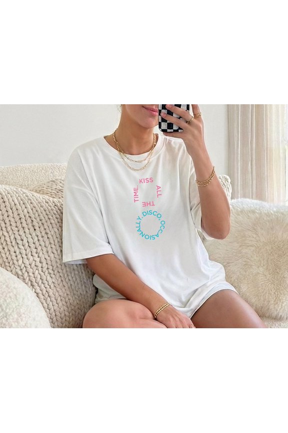 Colorful Disco-Themed T-Shirt Comfort Colors for Fun Concert Merch Style