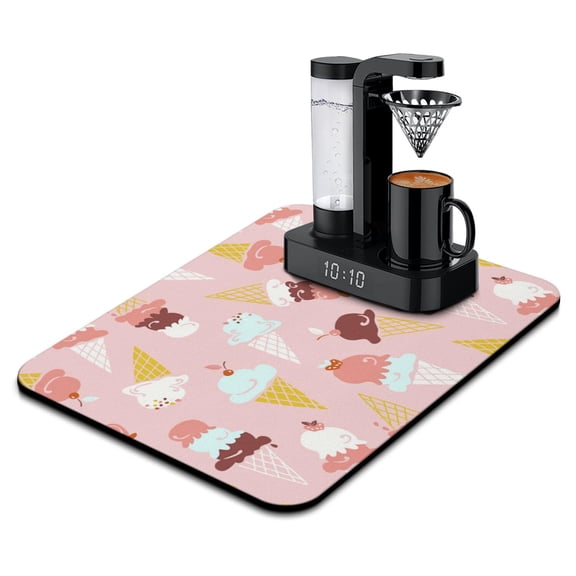 Colorful Dish Drying Mat, Sweet Treats Ice Cream Dessert Food Pattern Absorbent Kitchen Mat