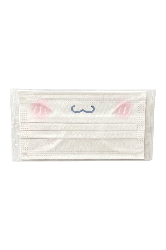 Colorful Disposable Face Masks 3 Layer Protective White Facial Cover with Blush Smile Print Breathable Non Woven Face Mask for Daily Use Outdoor Travel 10 Pack