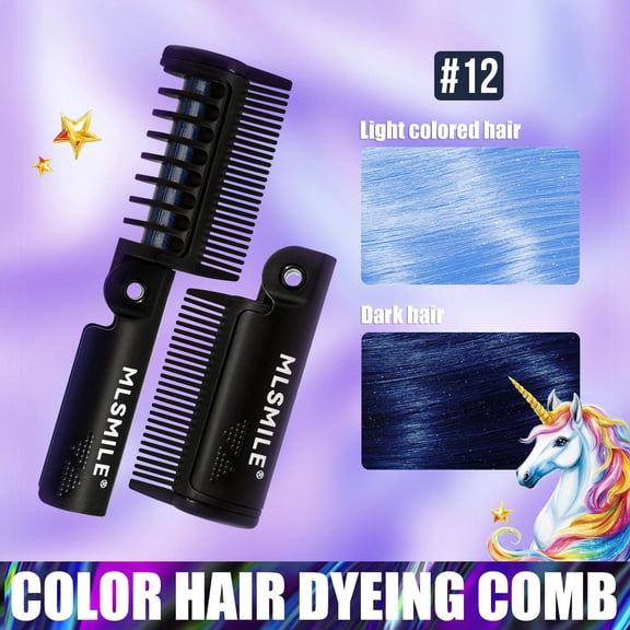 Colorful Disposable Hair Coloring Hair Comb Folding 12 Color Temporary Hair Coloring Comb 4.2g