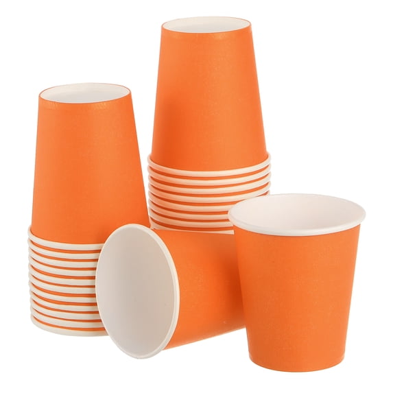 Colorful Disposable Paper Cups,50 PCS 9 OZ Creative Educational Toys Arts Craft Supplies, DIY Paper Cups (Orange)