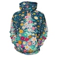 thumbnail image 1 of Colorful Ditsy Floral Print Christmas Tree Regular Fit Hoodie, Sporty Pullover Hooded Sweatshirt for Men Women L, 1 of 6