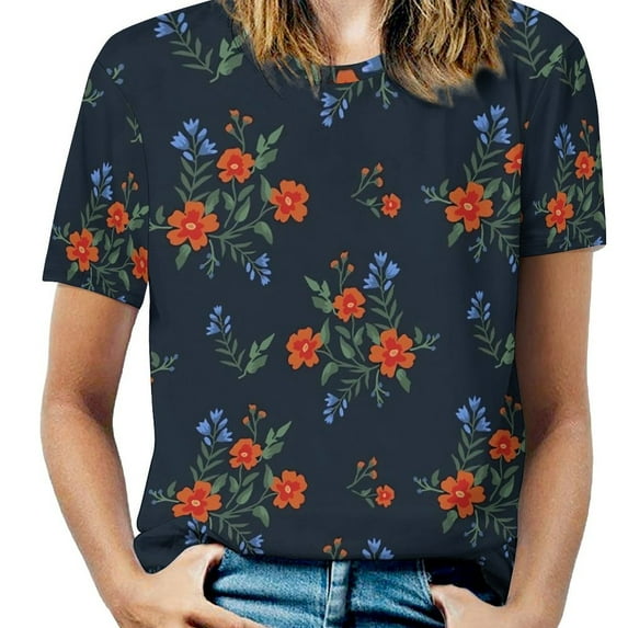 Colorful Ditsy Floral T Shirts Cute Flower Print Street Style T Shirt Short Sleeve Women Harajuku Tshirt Beach Design Cl