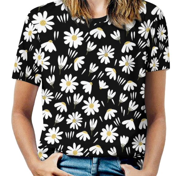Colorful Ditsy Floral T Shirts Cute Flower Print Street Style T Shirt Short Sleeve Women Harajuku Tshirt Beach Design Cl