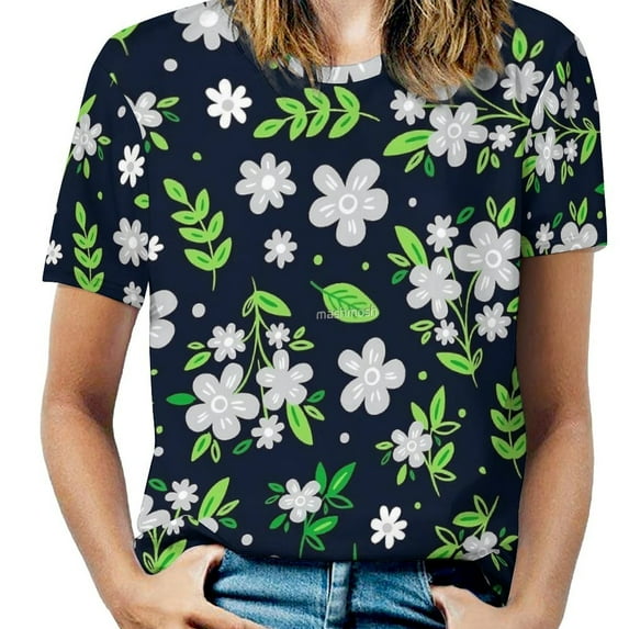 Colorful Ditsy Floral T Shirts Cute Flower Print Street Style T Shirt Short Sleeve Women Harajuku Tshirt Beach Design Cl