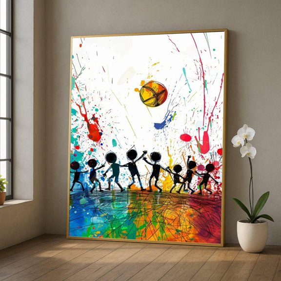 Colorful Dodgeball Action Wall Art Print