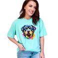 thumbnail image 1 of Colorful Dog Art T-Shirt, Rottweiler Lover Gift, Artistic Dog Portrait Tee, Unique Dog Owner Shirt, Vibrant Dog Design Top, Pet Lover, Chalky Mint Comfort Colors T-Shirt, Large, 1 of 1