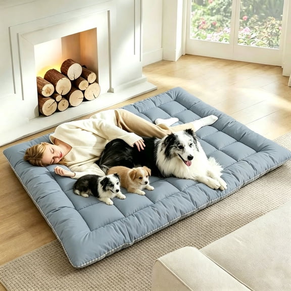 Colorful Dog Bed Mat Mattress Topper, Breathable Roll Up Mattress Topper, Four Corner Strap, Rectangular for Large Dogs And Multi-Pet Households, Dog Mattress Pad/Pet Cushion