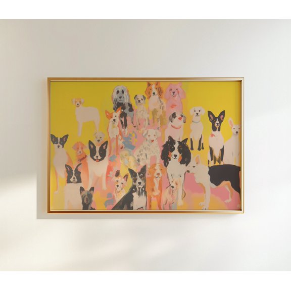 Colorful Dog Breeds Art Print Maximalist Abstract Dog Poster