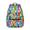 thumbnail image 1 of Colorful Dog Breeds White Pattern Backpack for School, Cute School Bag with Adjustable Shoulder Straps and Padded Back, 15.3"x11"x7.1", 1 of 5