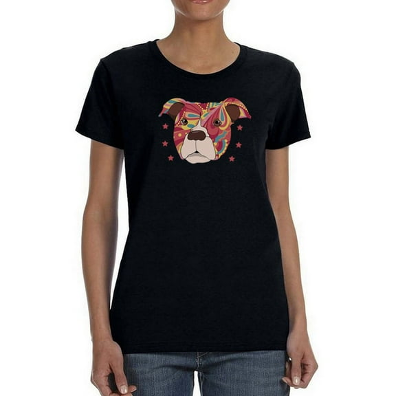 Colorful Dog Face T-Shirt Women -Smartprints Designs, Female 5X-Large