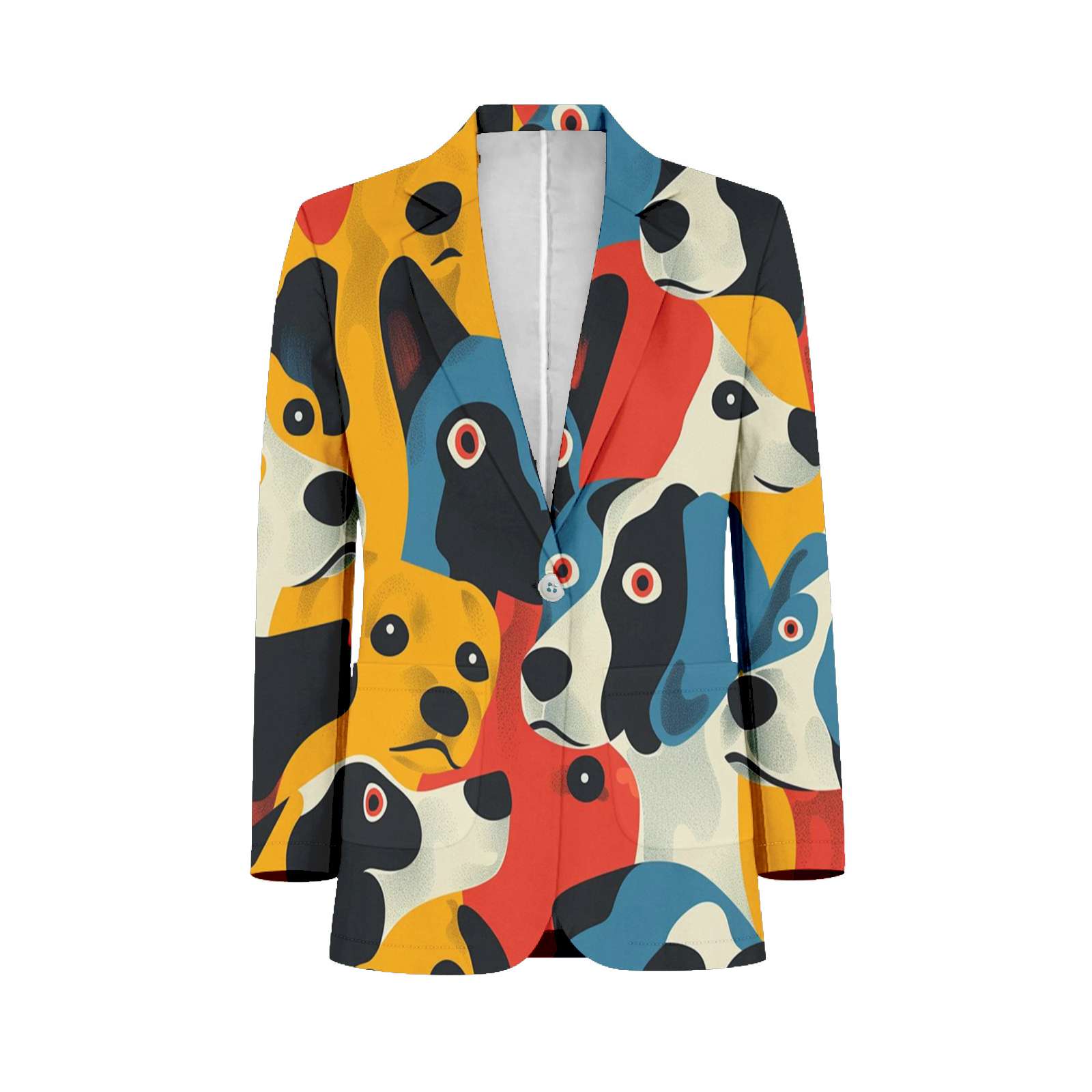 Colorful Dog Faces Pattern Mens Suits Shawl Collar Slim Fit Suit Mens ...