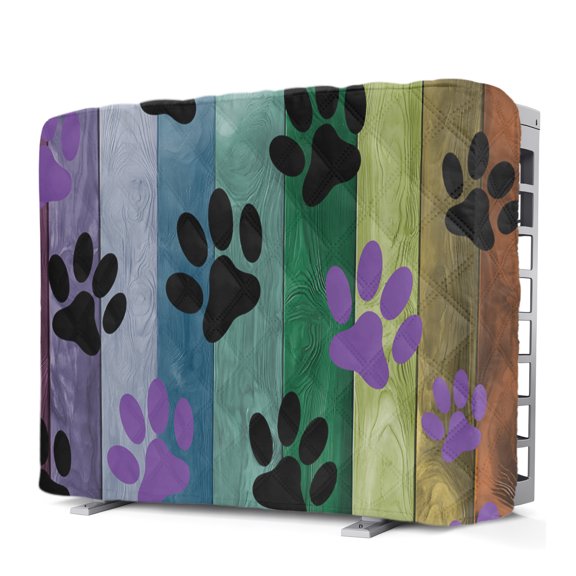 Colorful Dog Indoor Window Air Conditioner Cover Paw Prints on The Board Double Insulation AC Covers for Inside Window Unit Waterproof AC Unit Covers for Winter 21"Lx15"Hx3.5"D