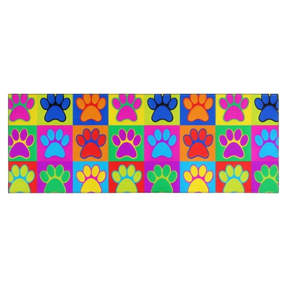 Colorful Dog Paw Footprint Kitchen Rug Mat,Kitchen Runner Rugs Non Skid Washable,Decorative Kitchen Floor Mats for Kitchen,Sink,Laundry,17"X47"
