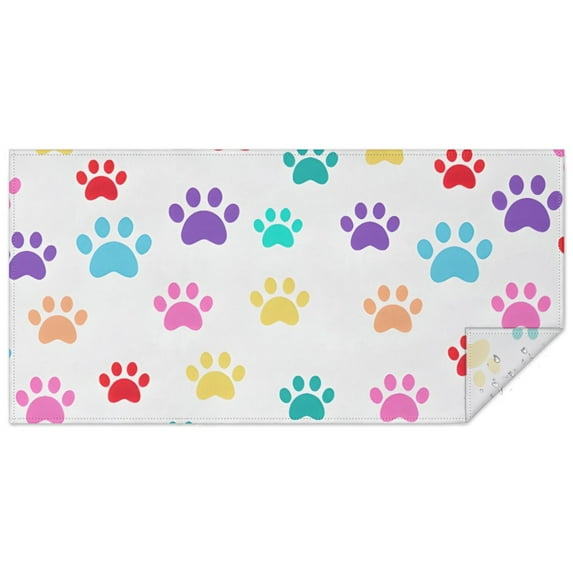 Colorful Dog Paw Footprint Rectangle Tablecloth 60"x120",Waterproof Polyester Rectangle Table Cloth, Wipeable Spillproof Polyester Tablecloth for Dining, Camping, Indoor and Outdoor