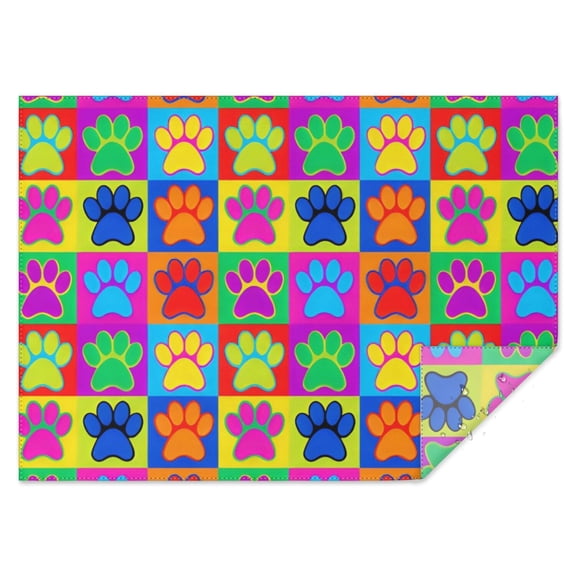 Colorful Dog Paw Footprint Rectangle Tablecloth 60"x84",Waterproof Polyester Rectangle Table Cloth, Wipeable Spillproof Polyester Tablecloth for Dining, Camping, Indoor and Outdoor