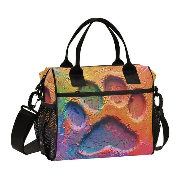 Colorful Dog Paw Print Cooler Bag Lunch Bag Soft Cooler Cooling Tote Insulated Lunch Box for Adult Men Women
