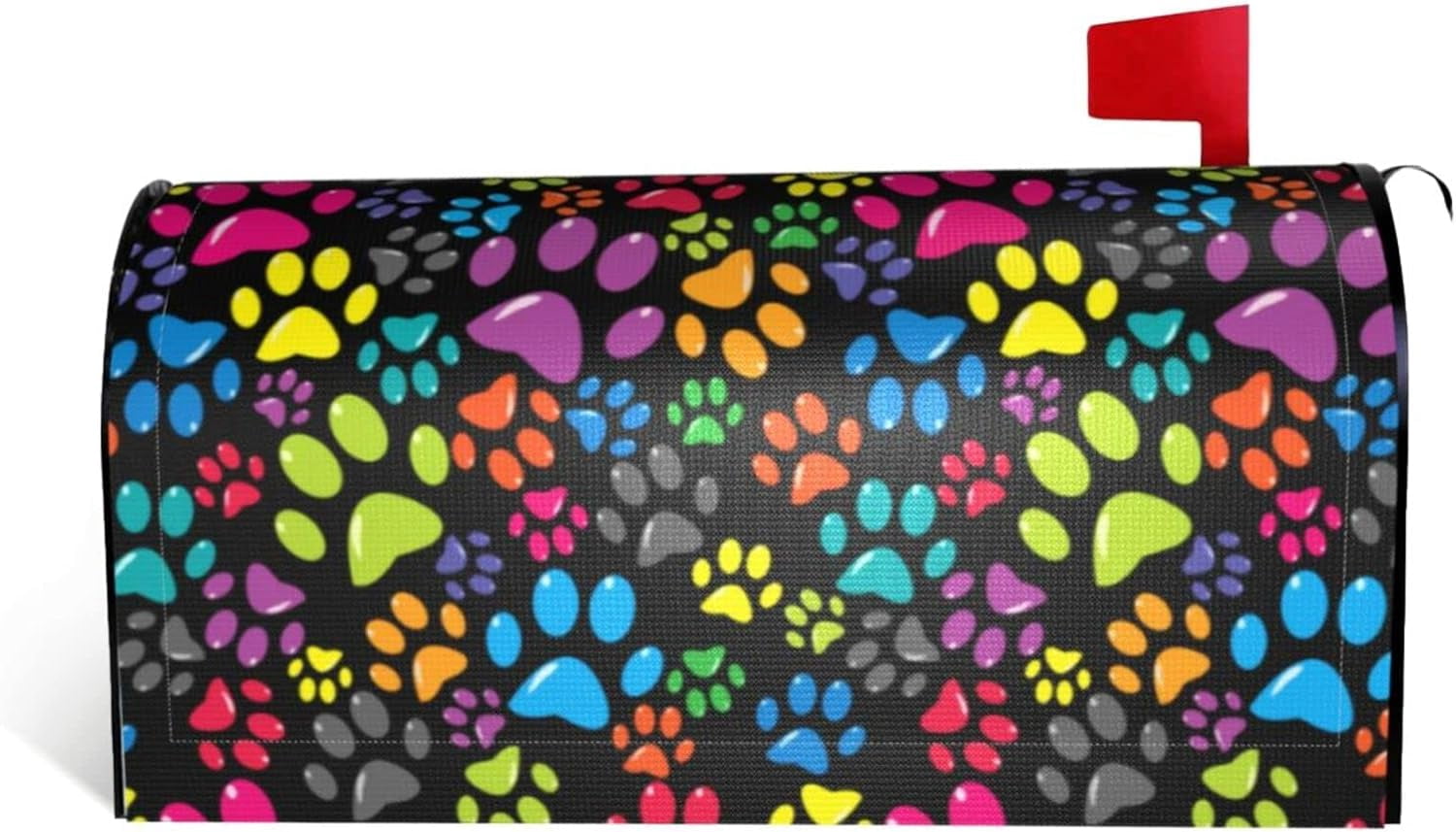 Colorful Dog Paw Print Mailbox Covers Magnetic Standard Size,Mailbox Wraps Post Letter Box Outdoor Home Garden Yard Decor 21x18 in