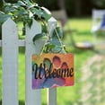 thumbnail image 1 of Colorful Dog Paw Print Welcome Sign for Front Door Porch Wreath Door Sign Home Decoration Rustic Farmhouse Style, 1 of 5