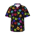 thumbnail image 1 of Colorful Dog Paw Prints Men'S 3d Print Casual Button Down Shirts, Novelty Hawaiian Short Sleeves S, 1 of 8