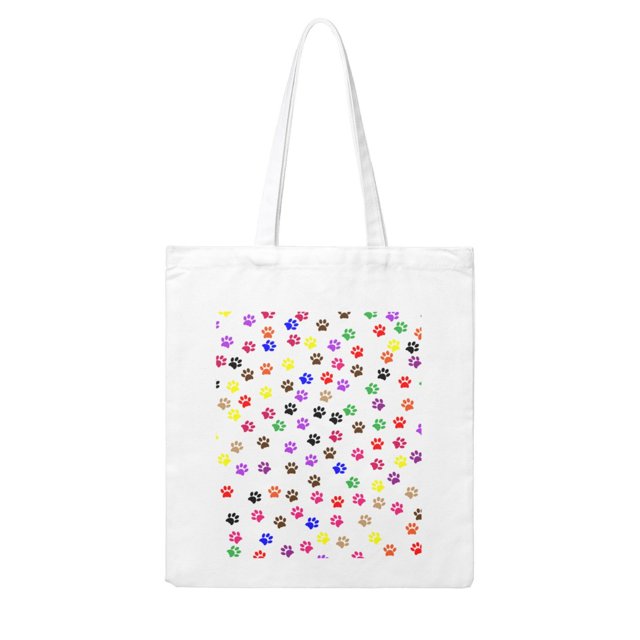 Colorful Dog Paws Print, Shopping Handbag Grocery Bag Tote Bag Canvas