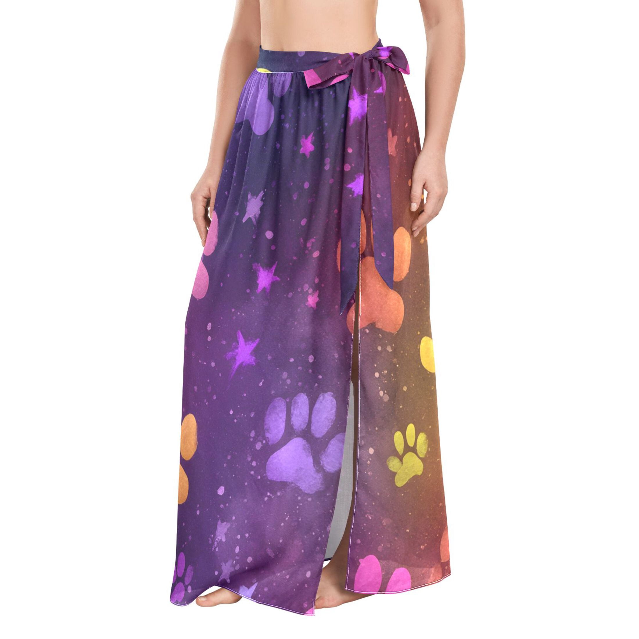 Colorful Dog Paws Stars Print Women's Swimwear Cover Ups Strappy Beach ...