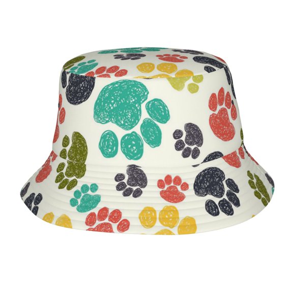 Colorful Dog Paws Unisex Bucket Hat, Upf 50  Sun Protection, Packable & Foldable Fisherman Hat For Men & Women, Lightweight Uv Sun Hat For Beach, Fishing, Hiking, Camping