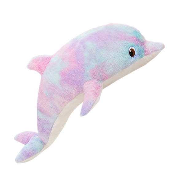 Colorful Dolphin Plush Toy 20 Inch Soft Stuffed Animal Cute Pillow Decorative Cuddly Doll for Bedroom Sofa Photography Prop Gift