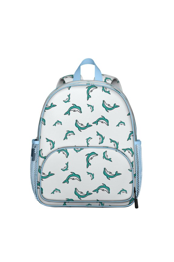 Colorful Dolphin Student Backpack - Lightweight Water-Repellent School Backpack with Tropical Ocean Marine Life Cartoon Pattern, Ideal for Student School and Travel