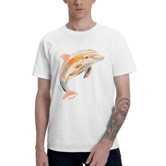 Colorful Dolphin T-Shirt for Men Cotton 100% Summer Tops Women Fashion Casual Short Sleeves Round Collar Short-Sleeve Couple Top Tees