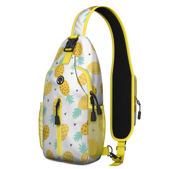 Colorful Donut Crossbody Sling Backpack – Sweet Dessert Pattern Daypack with Reversible Strap, Secure Zippers, Mesh Side Pockets, Ideal for Candy, Cake, and Doughnut Lovers