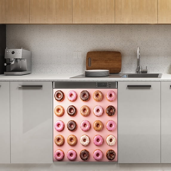 Colorful Donut Pattern(1) Dishwasher Magnet Cover Decorative Sticker for Home Cabinet Kitchen 23" x26"