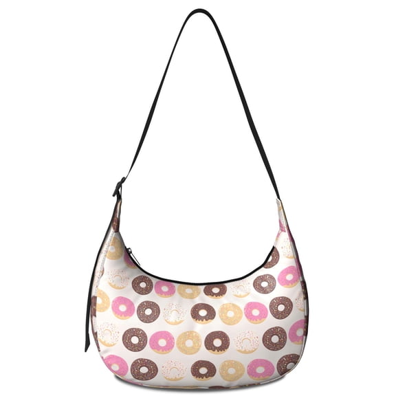 Colorful Donut Print Crossbody Handbag for Women, Cute Dessert Shoulder Tote, Lightweight Water-Resistant Hobo Purse with Funny Candy Cake Doughnut Design