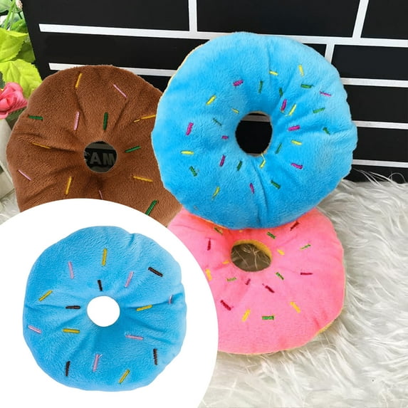 Durable Donut Squeaky Chew Toy for Dogs and Puppies Interactive Pet Sound Play