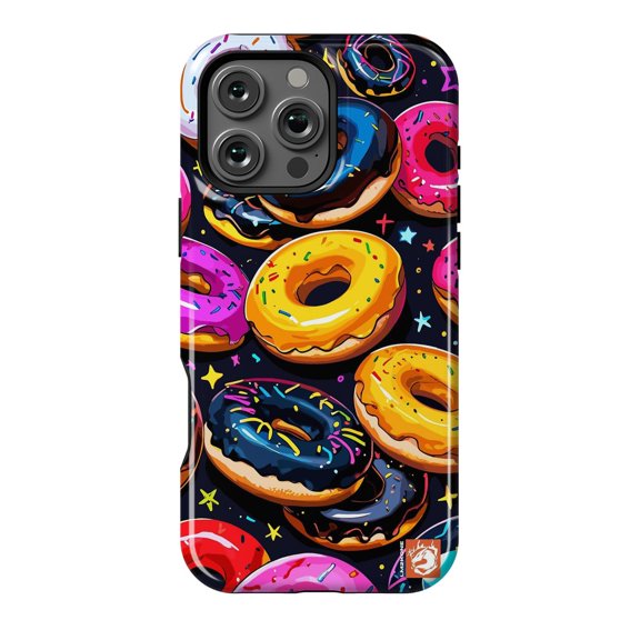 Colorful Donut Tough Case for 11/12/13/14/15/16 Pro Max, Fun Protective Cover with Bright Sweet Design