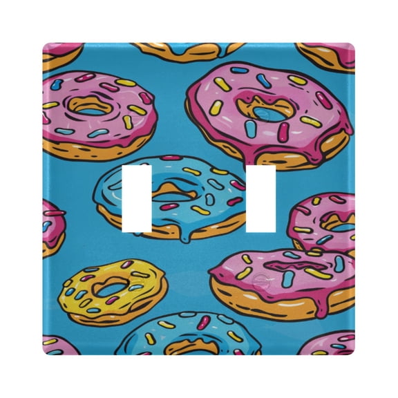 Colorful Donuts Cartoon Light Switch Cover Electrical Outlet Cover Replaceable Wall Plates 2-Gang