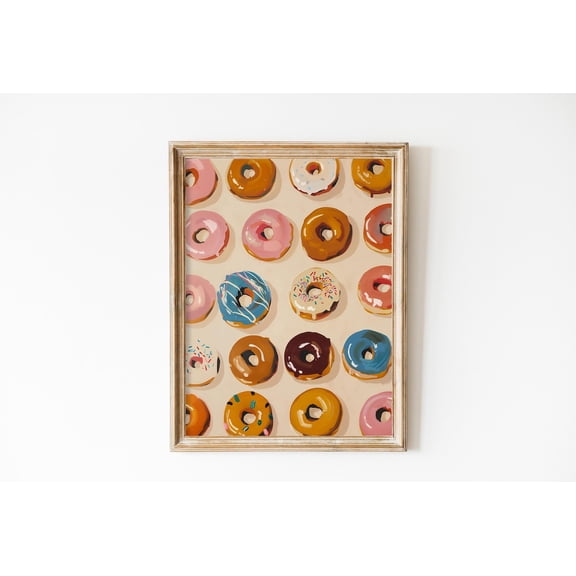 Colorful Donuts Modern Kitchen Home Wall Decoration, Unframed Paper Poster 8x10in