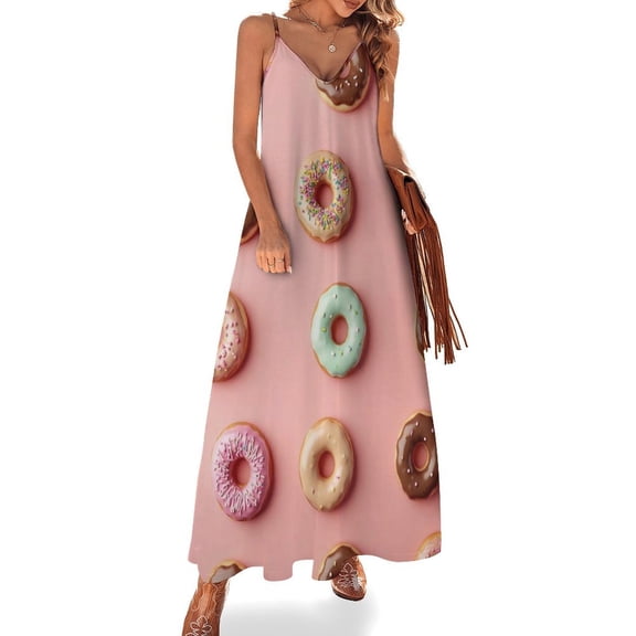 Colorful Donuts Pattern Sleeveless Dress Loose Women's Dress Dresses Luxury Evening Dresses