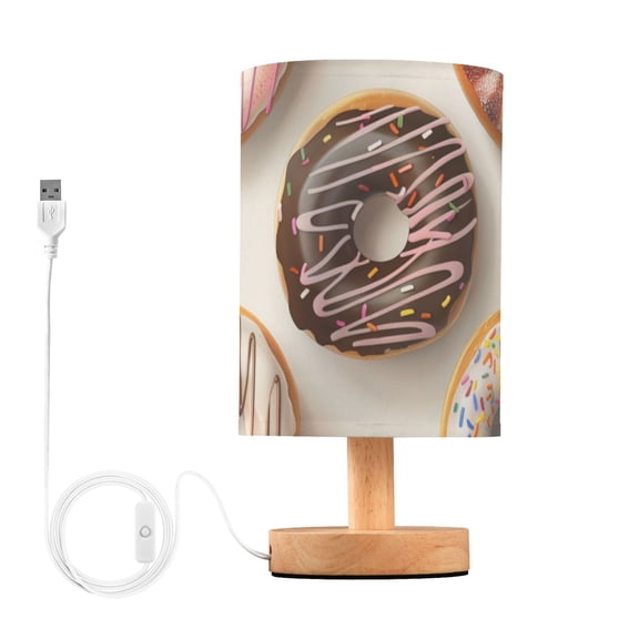 Colorful Donuts on Table Table Lamp with USB Port LED Warm Light Lamp Night Light Home Decor