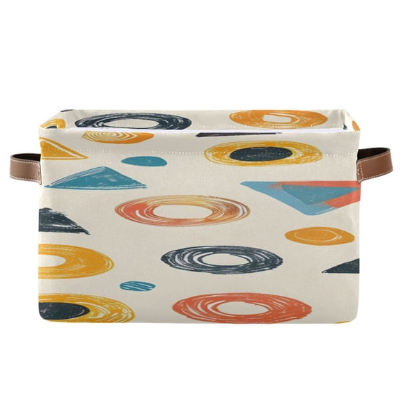 Colorful Doodle Circles Triangles Square Storage Bins with Handles Collapsible Containing Box 1 Pack