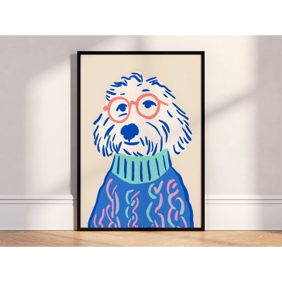 Colorful Doodle Dog Portrait Art Poster Unframed Paper Print