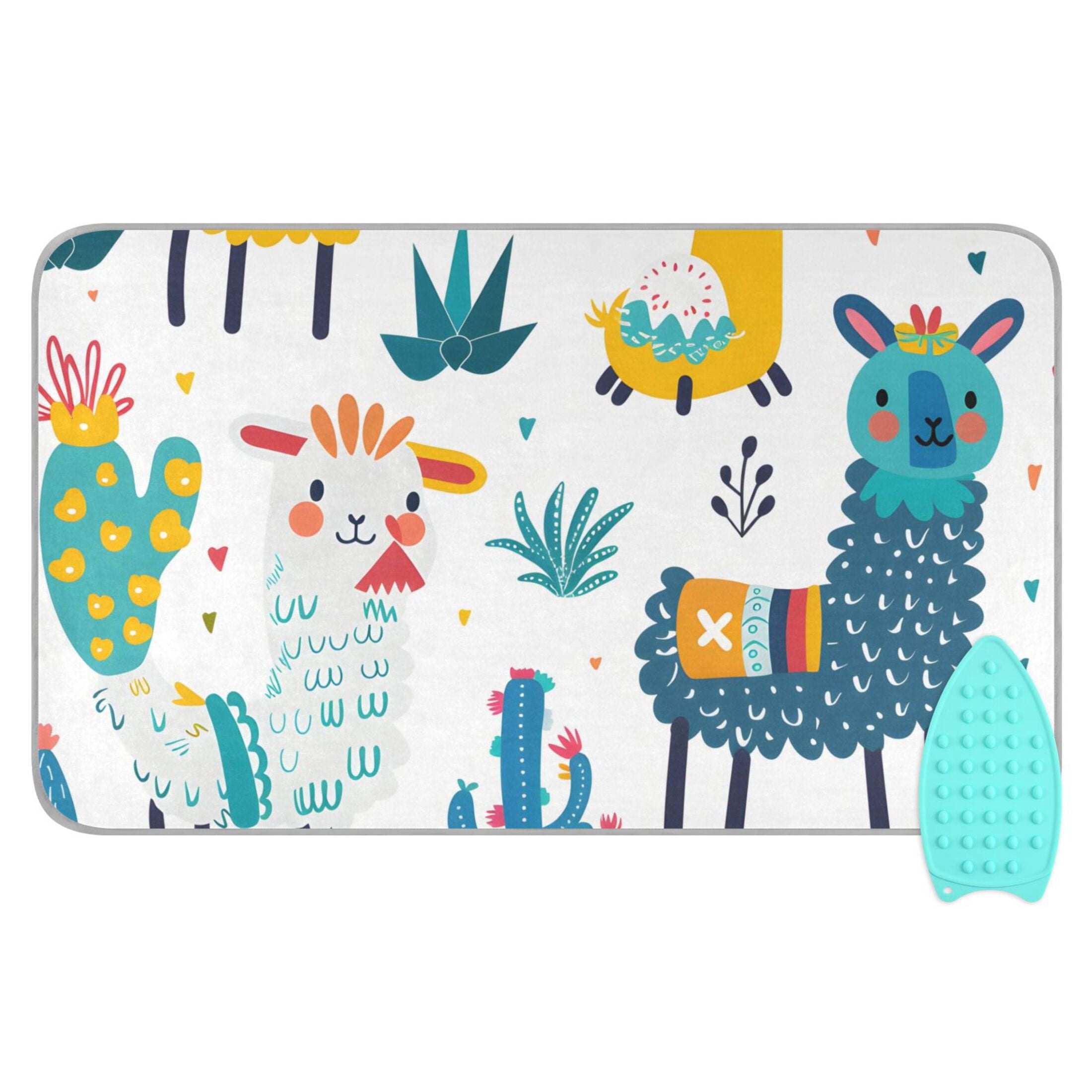 Colorful Doodle Sheep Cactus Ironing Mat Blanket Portable Travel Ironing Pad Heat Resistant Pad 47.2" x 27.6”