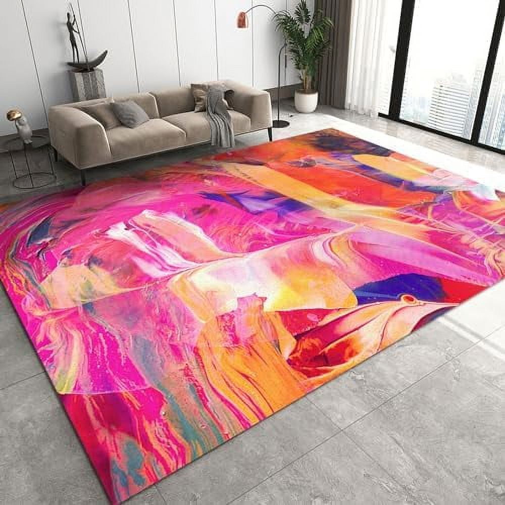 Colorful Doodles Area Rug Abstract Gradient Stripes NonSlip Rug