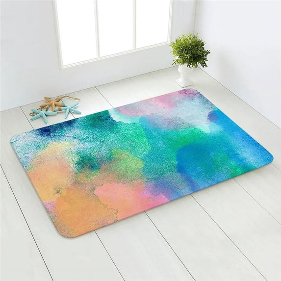 Colorful Doormat Kitchen Carpet Anti-Slip Nordic Style Colorful Marble Flannel Bottom Door Floor Room Dustproof Mats
